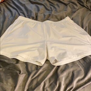 White Adidas climalite shorts
